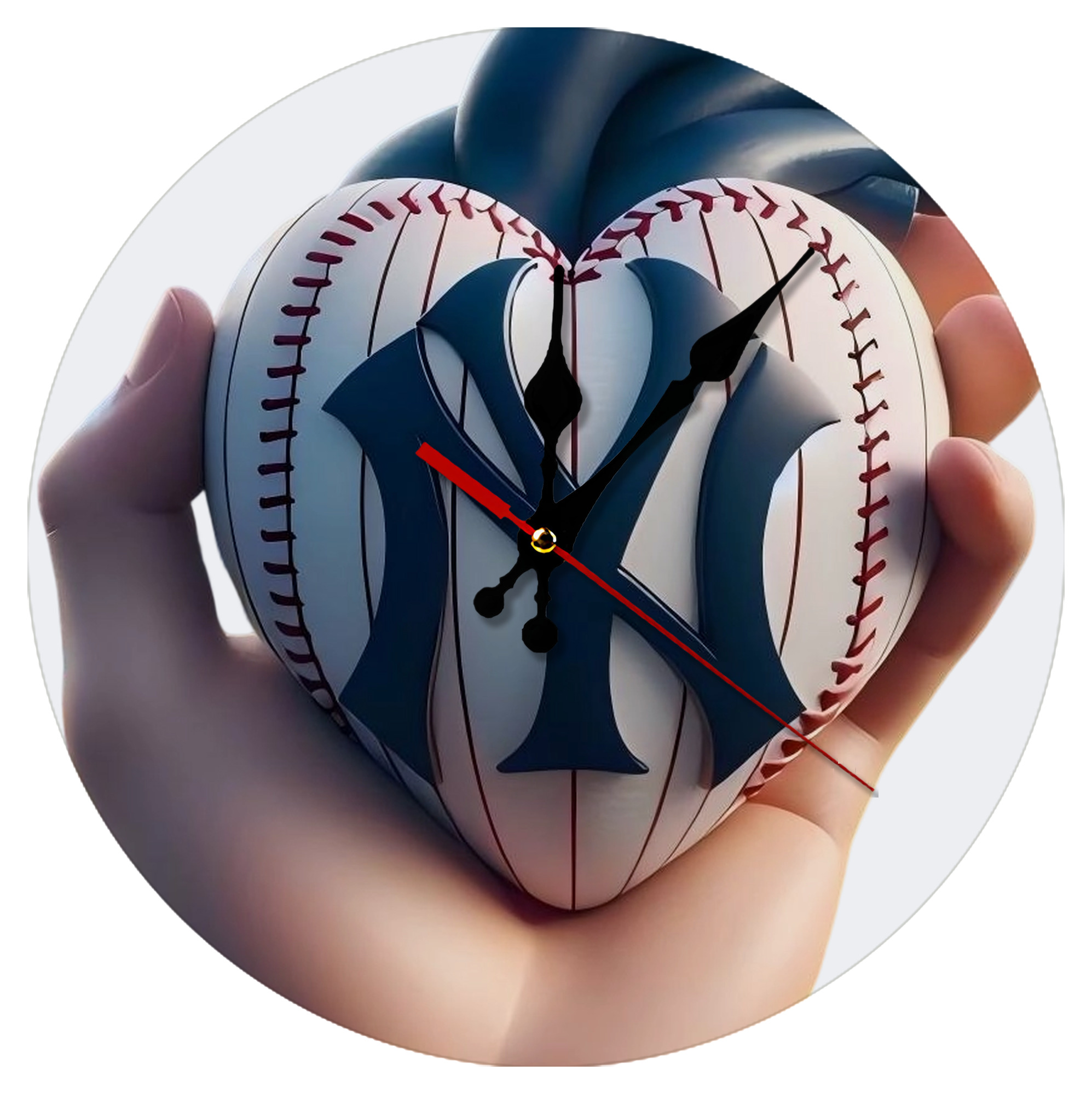 New York Yankees Heart Silent Round Wall Clock – Modern & Stylish DIY Design, Durable Wood Construction, Easy To Install – Perfect For Office, Bedroom, Living Room, And More